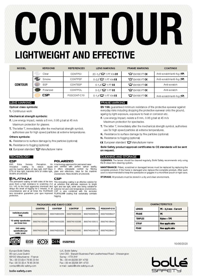 משקפי מגן CONTOUR מבית bolle