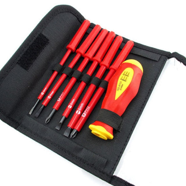 Hi-Spec 8pc VDE 1000V Approved  Insulated Electrician Tool Set S2 Magnetic Screwdriver Set  Tester Electric Tape Cutting Pliers