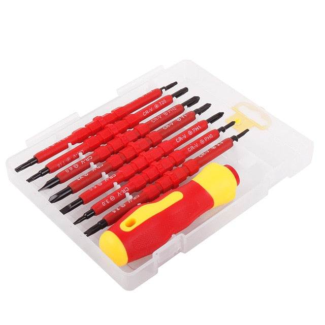 Hi-Spec 8pc VDE 1000V Approved  Insulated Electrician Tool Set S2 Magnetic Screwdriver Set  Tester Electric Tape Cutting Pliers