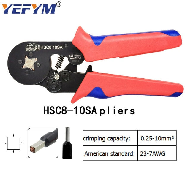 Tubular terminal crimping tools mini electrical pliers HSC8 10SA/6-4 0.25-10mm2 23-7AWG 6-6A 0.25-6mm2 high precision clamp set