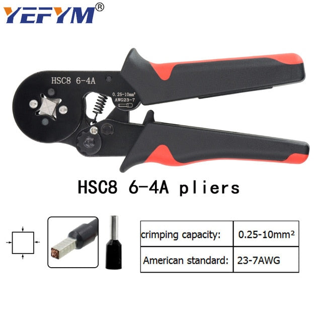 Tubular terminal crimping tools mini electrical pliers HSC8 10SA/6-4 0.25-10mm2 23-7AWG 6-6A 0.25-6mm2 high precision clamp set