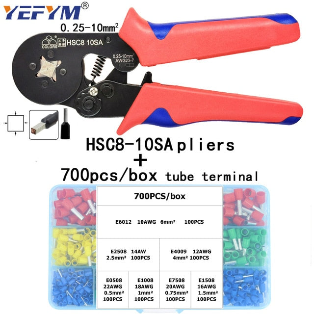 Tubular terminal crimping tools mini electrical pliers HSC8 10SA/6-4 0.25-10mm2 23-7AWG 6-6A 0.25-6mm2 high precision clamp set